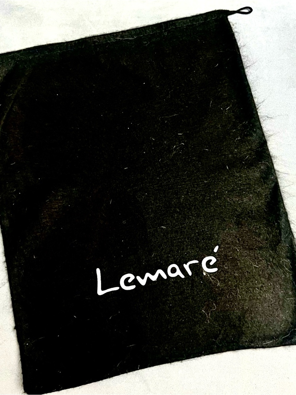 LEMARÉ Black Flannel Drawstring Dust Bag 15.75x12.5 inches